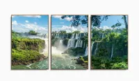 Quadro Decorativo Sala Quarto Escritório Paisagem Cachoeira 120x60 3 peças com moldura filete - Foto 6
