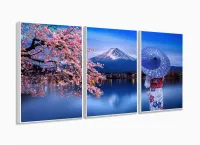 Quadro Decorativo Sala Quarto Escritório Paisagem Monte Fuji 120x60 com moldura filete - Foto 4