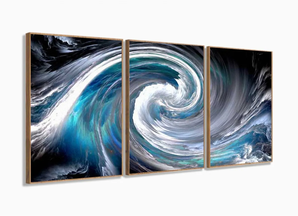 Quadro Decorativos Pinturas com 120x60 3 peças com moldura filete Imagem