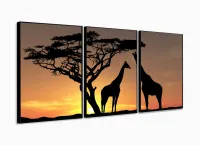 Quadro Em Tecido Africa Paisagens Natureza 120x60 3 peças com moldura filete - Foto 3