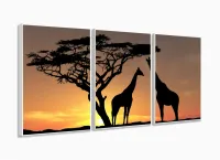Quadro Em Tecido Africa Paisagens Natureza 120x60 3 peças com moldura filete - Foto 4