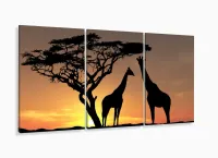 Quadro Em Tecido Africa Paisagens Natureza 120x60 3 peças com moldura filete - Foto 5