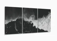 Quadro Em Tecido Surf Preto E Branco Onda Praia Sala Quarto 3 peças com moldura filete - Foto 5