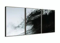 Quadro Mosaico Onda Do Mar Arte Em Preto E Branco Surf 120x60 com moldura filete - Foto 2