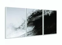 Quadro Mosaico Onda Do Mar Arte Em Preto E Branco Surf 120x60 com moldura filete - Foto 4