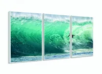 Quadro Mosaico Onda Mar Surf 5 Peças decorativo 120x60 com moldura filete - Foto 4