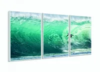 Quadro Mosaico Onda Mar Surf 5 Peças decorativo 120x60 3 peças com moldura filete - Foto 4