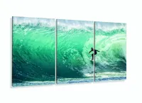 Quadro Mosaico Onda Mar Surf 5 Peças decorativo 120x60 3 peças com moldura filete - Foto 5
