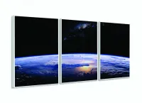 Quadro Paisagem Da Terra Vista Do Espaço Em Tecido 120x60 3 peças com moldura filete - Foto 4