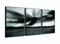 Quadro Paisagem Decorativo Preto E Branco Com Tela Em Tecido 120x60 com moldura filete - Foto 3