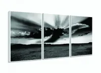 Quadro Paisagem Decorativo Preto E Branco Com Tela Em Tecido 120x60 com moldura filete - Foto 4
