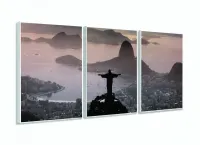 Quadro Rio De Janeiro Decorativo Sala Escritório 3 peças 120x60 com moldura filete - Foto 4
