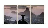 Quadro Rio De Janeiro Decorativo Sala Escritório 3 peças 120x60 com moldura filete - Foto 6