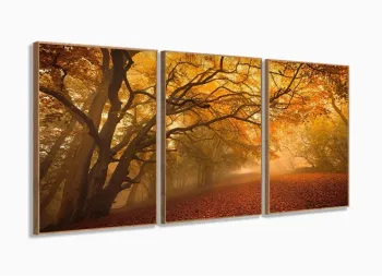 Quadros Decorativos Arvore Paisagem Sala Quarto 120x60 com moldura filete
