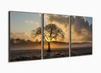Quadros Decorativos Arvore Por Do Sol 60 x120tem Tecido com moldura filete - Foto 2