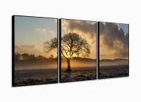 Quadros Decorativos Arvore Por Do Sol 60 x120tem Tecido com moldura filete - Foto 3