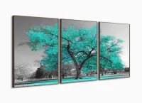 Quadros Decorativos Arvore Vida Tiffany Sala Quarto 120x60 3 partes com moldura filete - Foto 2