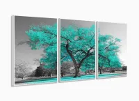 Quadros Decorativos Arvore Vida Tiffany Sala Quarto 120x60 3 partes com moldura filete - Foto 4