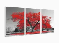Quadros Decorativos Arvore Vida Vermelho Sala 120x60 3 peças com moldura filete - Foto 4