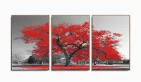 Quadros Decorativos Arvore Vida Vermelho Sala 120x60 3 peças com moldura filete - Foto 6