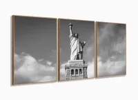 Quadros Decorativos Estatua Liberdade Preto Br. Sala com moldura filete