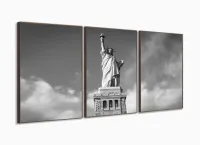 Quadros Decorativos Estatua Liberdade Preto Br. Sala com moldura filete - Foto 2