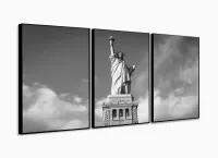 Quadros Decorativos Estatua Liberdade Preto Br. Sala com moldura filete - Foto 3