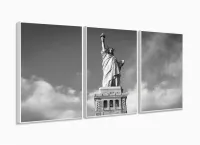 Quadros Decorativos Estatua Liberdade Preto Br. Sala com moldura filete - Foto 4