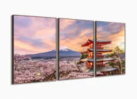 Quadros Decorativos Japão Oriental 120x60 3 peças com moldura filete - Foto 2