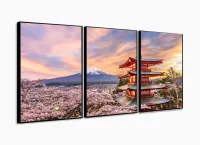 Quadros Decorativos Japão Oriental 120x60 3 peças com moldura filete - Foto 3