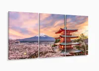 Quadros Decorativos Japão Oriental 120x60 3 peças com moldura filete - Foto 5