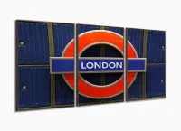 Quadros Decorativos London Frase City Quarto Sala 120x60 3 peças com moldura filete - Foto 2