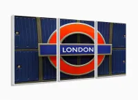 Quadros Decorativos London Frase City Quarto Sala 120x60 3 peças com moldura filete - Foto 4