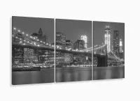 Quadros Decorativos Manhattan Ponte City Sala Hall 120x60 3 peças com moldura filete - Foto 5