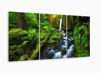 Quadros Decorativos Natureza Cachoeira 120x60 3 peças Tecido com moldura filete - Foto 5