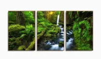 Quadros Decorativos Natureza Cachoeira 120x60 3 peças Tecido com moldura filete - Foto 6