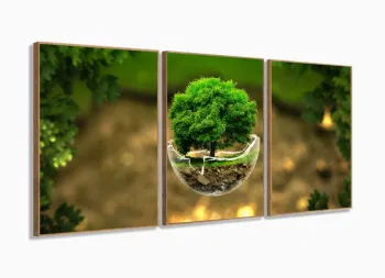 Quadros Decorativos Natureza Hd 120x60 3 peças em Tecido com moldura filete