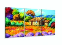 Quadro Decorativo 120x60  Sala Quarto Pintura Casinha Rústica com moldura filete - Foto 5