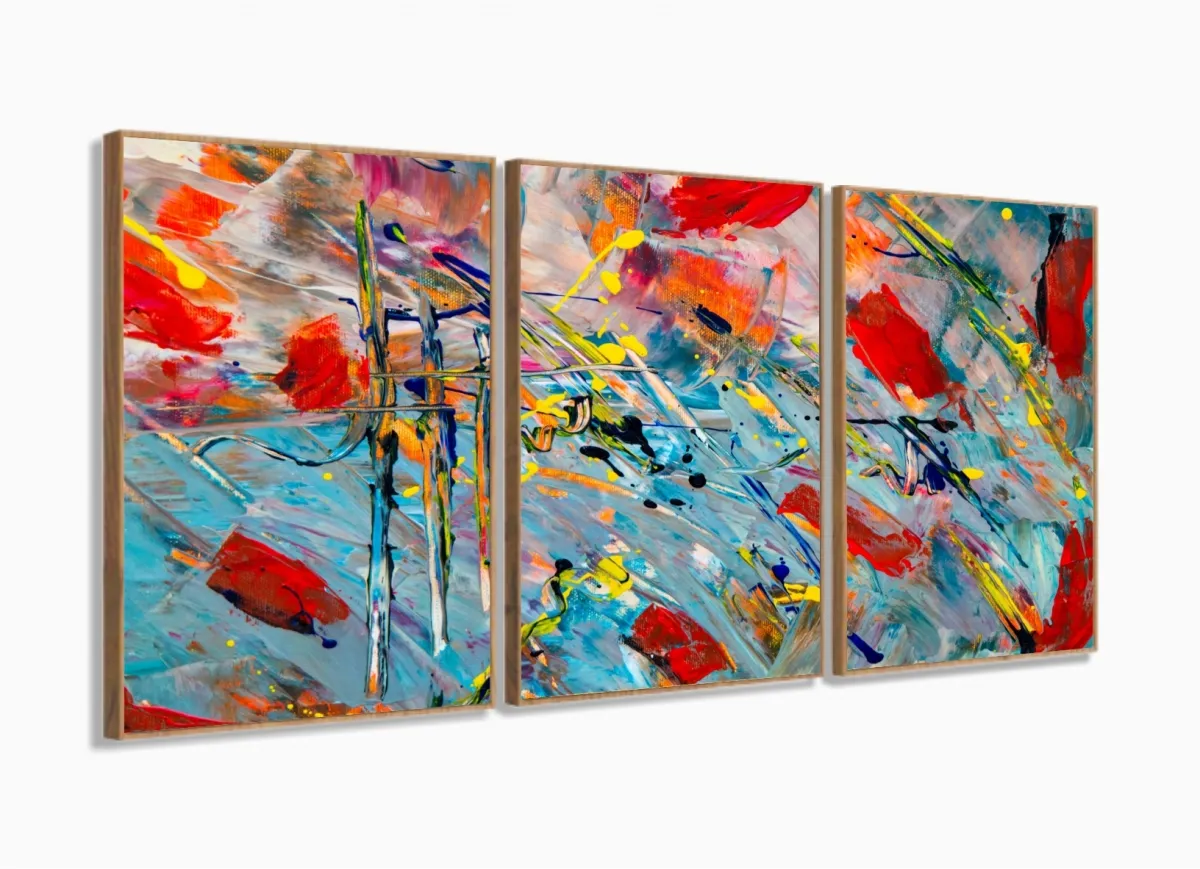 Quadro Decorativo Pintura Abstrata Color para Hall 120x60 com moldura filete Imagem