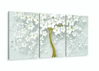 Quadro Decorativo  Sala Quarto Flores Cerejeiras 3 Telas com moldura filete - Foto 5