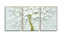 Quadro Decorativo  Sala Quarto Flores Cerejeiras 3 Telas com moldura filete - Foto 6