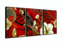 Quadro Decorativo 120x60 Sala Quarto Arte Arara E Flores 1 com moldura filete - Foto 3