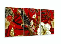 Quadro Decorativo 120x60 Sala Quarto Arte Arara E Flores 1 com moldura filete - Foto 5
