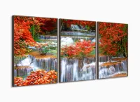 Quadro Decorativo Cachoeira Floresta Tropical 120x60 Sala com moldura filete - Foto 2