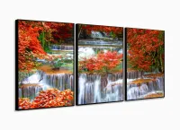 Quadro Decorativo Cachoeira Floresta Tropical 120x60 Sala com moldura filete - Foto 3