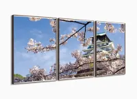 Quadro Decorativo Cerejeira do Japão 120x60 em tecido com moldura filete - Foto 2