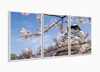 Quadro Decorativo Cerejeira do Japão 120x60 em tecido com moldura filete - Foto 4