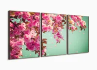 Quadro Decorativo Flor De Primavera Sacura 120x60  Sala com moldura filete - Foto 2