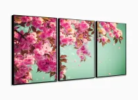 Quadro Decorativo Flor De Primavera Sacura 120x60  Sala com moldura filete - Foto 3