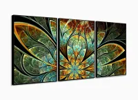 Quadro Decorativo Flor Fractal 120x60 3 peças com moldura filete - Foto 3